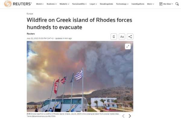 Τι γράφουν τα διεθνή ΜΜΕ για τη φωτιά στη Ρόδο και την εκκένωση των τουριστών