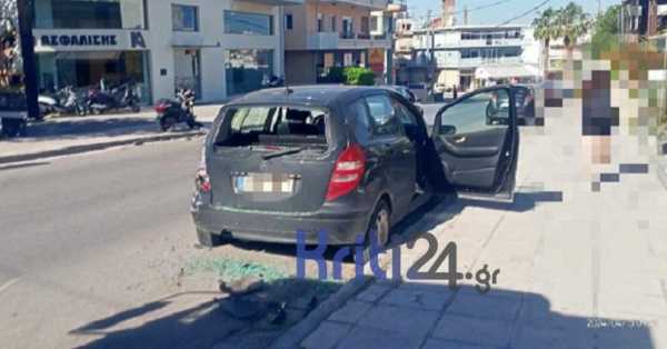Χανιά: Δίκυκλο έπεσε πάνω σε σταθμευμένο αυτοκίνητο (φώτο)