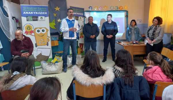 Στο Δημοτικό Γουρνών ο Ολυμπιονίκης Βασίλης Κουρνέτας στο πλαίσιο προγράμματος ευαισθητοποίησης για την ανακύκλωση